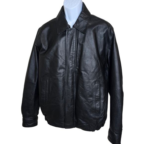 Covington Black Leather Insulated Bomber Jacket Men's L - Picture 1 of 8